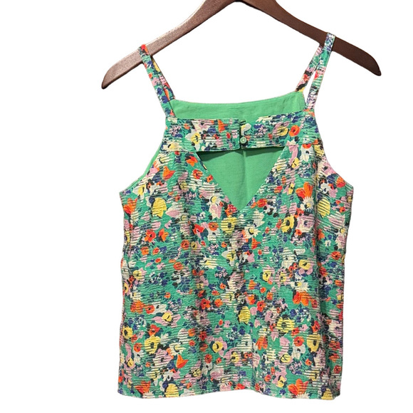 Anthropologie Maeve Quinn Textured Multicolor Floral Cami Tank Size 6 - Picture 4 of 4
